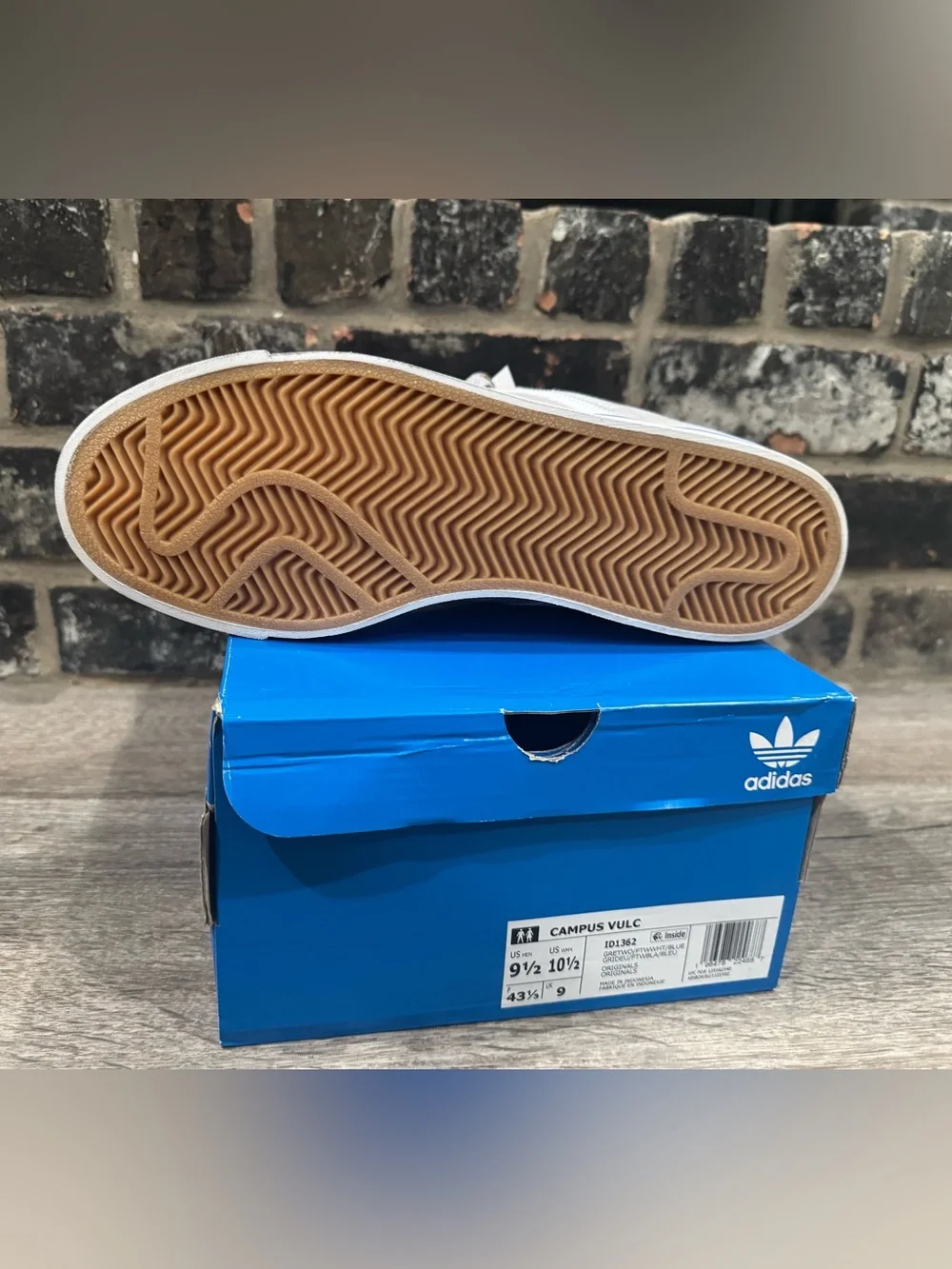 adidas Campus Vulc in Grey Two / Cloud White / Blue (style ID1362)